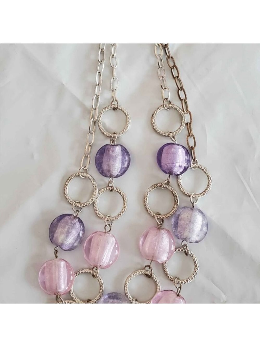 Pink Purple Multistrand Necklace Vintage - Picture 8 of 10